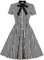 Wellwits Women's Stripes Print Tie Neck Pocket Vintage Button Down Shirt Dress 4XL Black