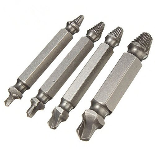 CEFEPH 4 Stück Schraubenausdreher Defekter Schraubenentferner aus HSS 4341 Stahl Beschädigter Schraubenausdreher Set für mit Wolframstahl Beschichtetem Titan