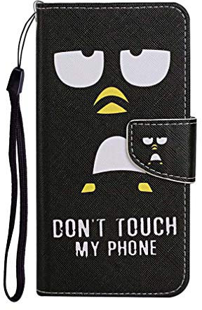AIFILLE Kompatibel mit Hülle iPhone XR Schwarz Don't Touch My Phone 360 Grad Stoßfester Schutzhülle PU Leder Kartenfach Flipcase Handyhülle mit Magnetisch Silikon Bumper Junge Männer Klapphülle
