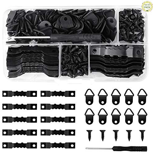 Haisheng Picture Hanging Kit - 240 PCS Hooks & Screws, 1 PCS Screwdriver for Frames, Mirrors & Paintings (Black)