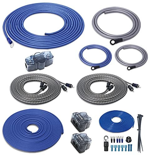 Recoil RC4D True 4 Gauge Car Audio Dual Amplifiers CCA Wiring Installation Kits with OFC RCA Cable