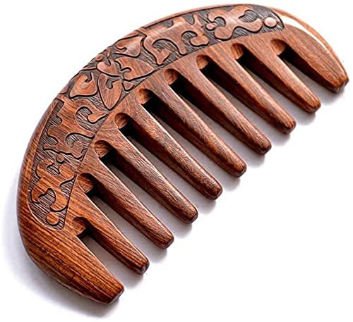 Schneidkamm Sandelholz-Haarkamm，Antistatischer Holzkamm, Ultra-breiter Anti-Haarausfall, Langes Haar Großer Zahnkamm, Breiter Lockenkamm，Klein Und Tragbar, Einfach Zu Tragen