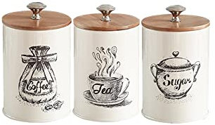 3pcs Cuisine Bidon Thé Café Pot Décoratif Nidification Cuisine Bidon Pots Métal Rustique Vintage Ferme Conteneur pour Farine Sucre Café Thé-B
