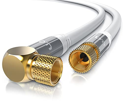CSL - 12,5m SAT Kabel 8k 4k HDTV 90 Grad gewinkelt 135dB - Premium SAT Antennen Satellitenkabel F Stecker - TV HDTV Radio DVB-T DVB-C DVB-S DVB-S2 - Abschirmmaß 135db 75 Ohm - Weiß