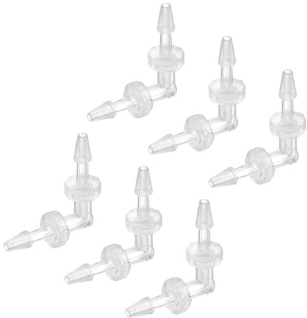 sourcing map Barb Hose Fitting, 3mm Barbed Dia. Plastic Elbow Coupler Quick Connector Adapter, Pack of 6