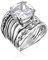 Ring aus 925er-Sterlingsilber mit 12 mm weißem Kissen-Zirkonia-Stift, hypoallergen, nickel- und bleifrei, Facettenschliff, handwerklich gefertigte Designer-Kollektion, hergestellt in Israel