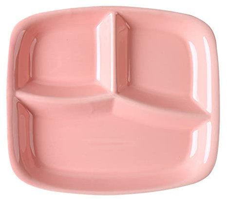 Onepine Platos Rectangulares de Porcelana con 3 Compartimentos, Plato para Dieta Ceramica, platos divididos para adultos, Plato de Postre, Moda y Elegante