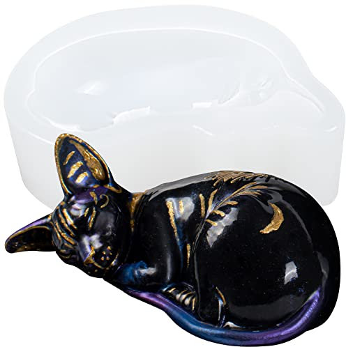 musykrafties Sphynx-Katze Silikonform für Epoxidharz Fondant Kuchendekoration Beton Zement Polymer-Ton groß 7,6 cm