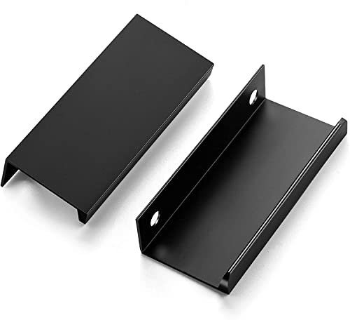 SYZOW 6 Stück Schwarz Schrankgriffe Versteckt Modernes Möbelgriffe, für Schlafzimmer Küche Kleiderschrank Bohrlochabstand 64mm