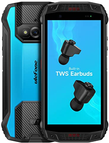 Ulefone Armor 15 Outdoor Smartphone (Eingebaute TWS- Kopfhörer), Android 12, Dual-Stereo-Lautsprecher, 5,45’’ HD+ IP68 Robust Handy ohne Vertrag, Helio G35 6GB+128GB, 16MP+13MP +12MP, NFC FM Blau