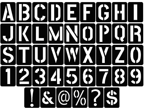 Letter Alphabet Stencils, 42pcs Plastic Reusable Templates for Numbers, Letters, Symbols, Large 4x3 Inch for Craft Painting DIY Art on Wood, Wall, Stones