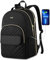 Breold Rucksack Laptop Damen Schwarz,Rucksack Damen Arbeit für Büro Freizeit Job mit USB für Uni Schule Frauen, Mädchen, Muttertag