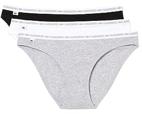 Lacoste Womens Pack Briefs Black/Grey M