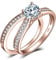 JewelryPalace 1ct Simulated Diamond Engagement Rings for Women, 14k White Gold Plated 925 Sterling Silver Promise Rings for her, Cubic Zirconia Anniversary Wedding Eternity Band Ring Set P