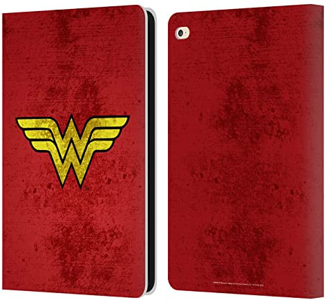 Head Case Designs Licenciado Oficialmente Wonder Woman DC Comics Distressed Logotipos Carcasa de Cuero Tipo Libro Compatible con Apple iPad Air 2 (2014)