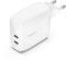 Belkin BoostCharge chargeur secteur deux ports USB-C avec PPS de 60 W, chargeur USB C pour iPhone 16, 15, iPad, Samsung Galaxy, Google Pixel, avec câble USB-C vers Lightning et USB-C vers USB-C