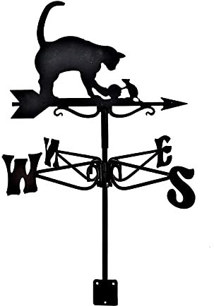 Wetterfahne Wetterfahne Messwerkzeug Hexe Schmiede Katze und Maus Wetterhahn Windrichtungsanzeige mit Anti-Rost-Beschichtung für Garten Hof Dekoration (Katze und Maus)