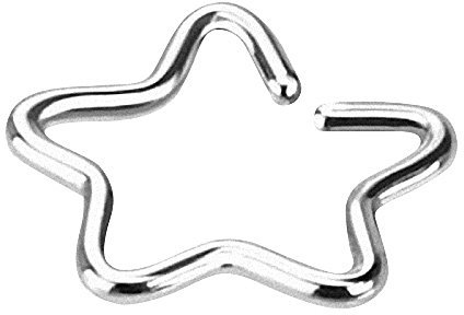 Taffstyle Fake Piercing Ring Stern Septum Tragus Helix Ohr Nase Lippe Nasenpiercing Nasenring Ohrpiercing Knorpel Cartilage Ear Cuff Ohrclip Ohrmanschette Ohrklemme Silber