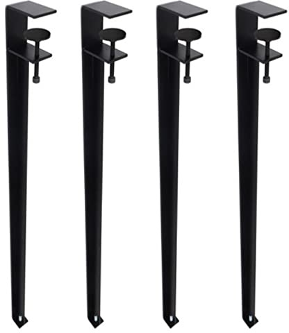 Pieds de Serrage de Table en Forme de F,4 Pieds de Table de Meubles en Métal Réglables,pour Console Bureau de Salle à Manger de Bricolage,Sans Perçage,avec Une Clé Allen (71cm,Black)