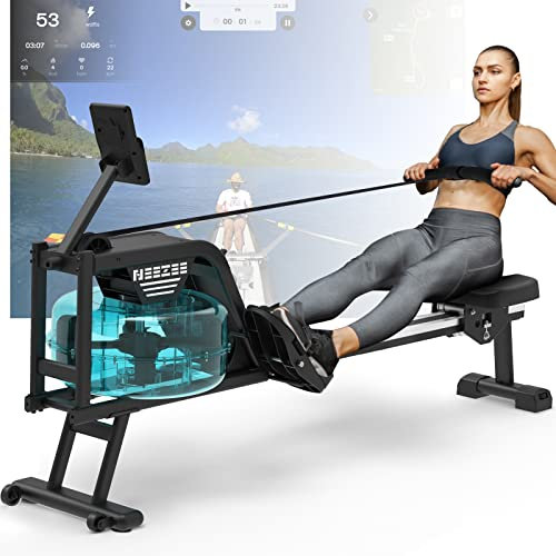 Neezee Vogatore, Vogatore Professionale per Casa con Binari in Acciaio Inox, Vogatore ad Acqua con Supporto per Tablet, Vogatore Resistente All'acqua e con Display LCD