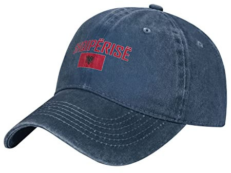 BAAROO Albanien Baseball Cap Herren Schwarz Vintage Baumwolle gewaschen Denim Hut, #1309, M/Einheitsgröße