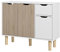 Panana Sideboard Living Room Storage Cabinet with 2 Doors 2 Drawers Wooden Side Cabinet (White and 2 Natural Doors)