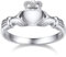 Bestyle Krone Herz Claddagh Ring für Frauen, Irisch Keltischer Knoten Fingerring, Herz Liebesring für Valentinstag Hochzeit, 925 Sterling Silber, Weißgold, Ringgröße 67