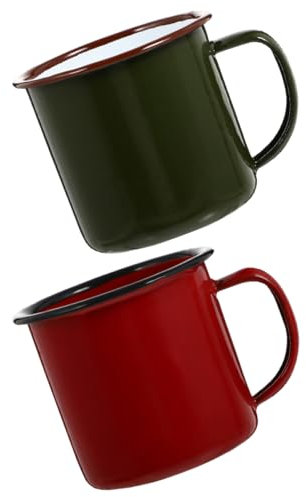MAGICLULU 2 Piezas Vaso De Chupito Antiguo Retro Para Beber Leche Té Hoguera Agua De Metal Espesar Titular De La Bebida Oficina Esmalte