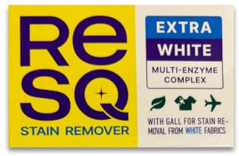 RESQ Stain Remover Soap Bar – Enzyme & Gall Stain Remover for White Fabrics – Natural Laundry Soap Bar for Clothes, Eco Plastic-Free Packaging (90 g)