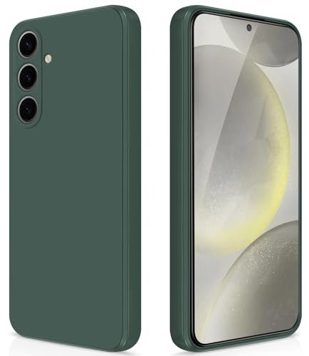 GiiYoon Case Compatible with Samsung Galaxy S24 Plus, Silky-Soft Touch Full-Body Protective Phone Silicone Case, Shockproof Cover with Microfiber Lining, Green