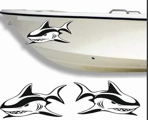 Rakelfix 2 x Haie Typ 5 Aufkleber aus Hochleistungsfolie - viele Farben zur Auswahl - Angler Angelboot Sticker Boot Boote Beschriftung Bug Heck Fische Angeln Schlauchboot Nautic See Fischer Boot