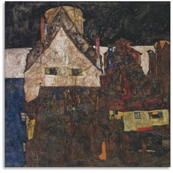 YOOSONG Poster für Jugendstil, Maler, Egon Schiele, Tote, Stadt, Wandkunst, Gemälde, Leinwanddrucke, Dekor-Poster, Kunstwerke, 50 x 50 cm