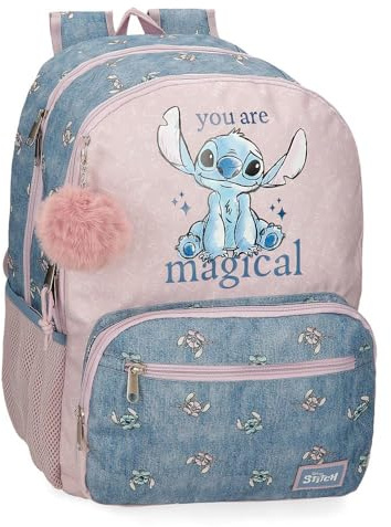 Joumma Bags Disney Stitch Du bist Zauberhafte Rucksäcke, Schulrucksäcke, Kinderrucksäcke, inklusive dekorativem Pompon, mehrere Fächer