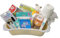 VIP Geschenk zur Geburt Geschenkkorb Taufgeschenk im Trittschemel (Neutral - Unisex)