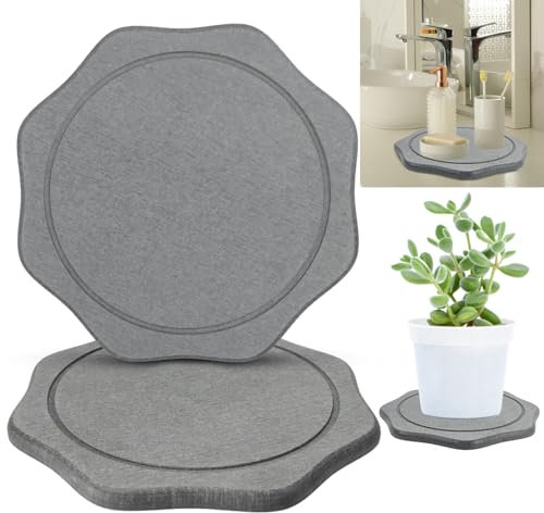 Lot de 2 soucoupes pour plantes, 20,3 cm, en terre de diatomée pour une utilisation en intérieur et en extérieur, plateaux de plantes super absorbants pour pots, pierre, plateau à séchage rapide,