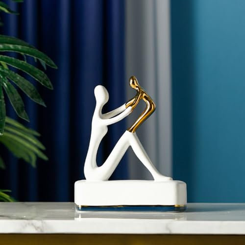BYVUTE Statua di mamma e bambino in ceramica, scultura di famiglia in arte moderna, stile nordico minimalista per soggiorno, decorazione per la casa per la festa della mamma, compleanno, Natale,
