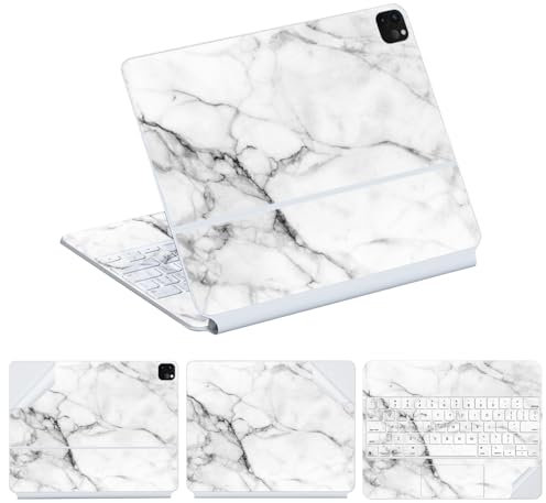immoenuc 4-in-1 Colorful Decals for Apple ipad Pro M2 Magic Keyboard 12.9 inch Full Body Protective Skin Vinyl Sticker Film with Keyboard Cover 2020/2021/2022(for Magic Keyboard 12.9 inches, Marble)