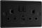 BG Electrical Double Switched Power Wall Plug Socket with Type A and Type C USB Charging Ports, Nexus Metal, Matt Black, 13A, 12W, NFB22UAC12B