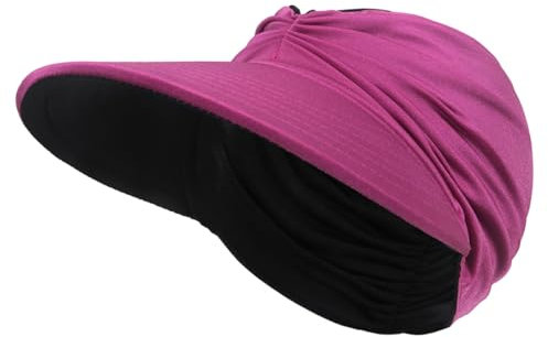 YAMEE Damen Visor Cap Reversibel, Sonnenschild mit Elastik, Strand Sonnenvisor Atmungsaktiv, Sonnenschutz, Sommerkappe mit Sonnenvisier für Damen, Golf, Radfahren, Laufen Cap, Schwarz/Lila