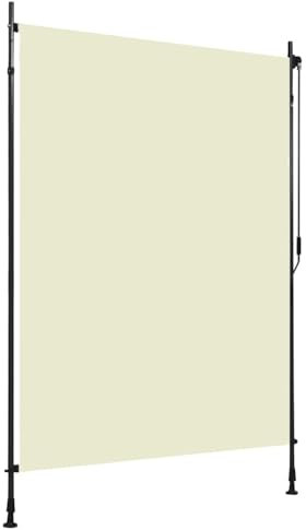 Kavolet Senkrechtmarkise 150x270cm Außenrollo mit Kurbel, Vertikalmarkise Sonnenmarkise Balkonrollo Sichtschutz Seitenzugrollo Sonnenschutz Windschutz Markise für Terrasse und Balkon, Creme