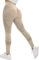 Yaavii Damen Sport Leggings Push Up Sporthose Hohe Taille Blickdicht Fitnesshose Yogahose mit Bauchkontrolle Beige M