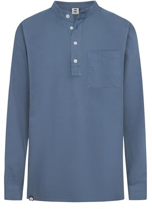 HANSEHELD Herren Fischerhemd - Jeans Blau Uni L - GOTS
