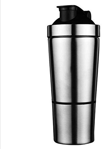 HJUGHPN Camping Kettle Protein Powder Shaker Bottle Stainless Steel Shaker Sports Fitness Metal Water Bottle Thermal Cup Protein Blender