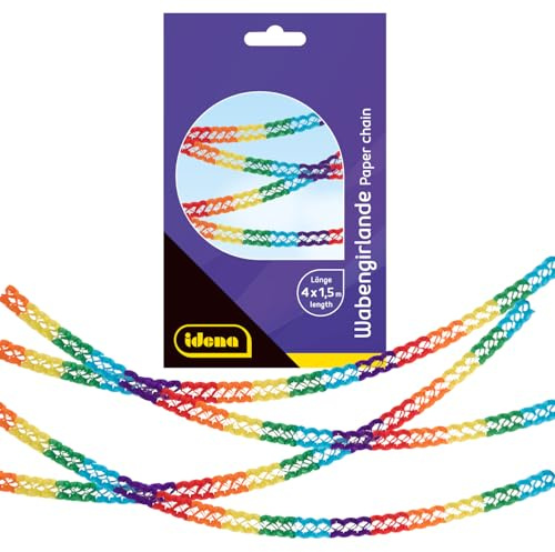 Idena 30427 - Wabengirlanden, ca. 1,5 m lang, 4 Papiergirlanden in Regenbogenfarben, Partydeko