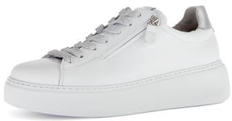 Gabor Damen Low-Top Sneaker, Frauen Halbschuhe,Moderate Mehrweite (G),sportlich,straßenschuhe,Strassenschuhe,Weiss/Silber,41 EU / 7.5 UK
