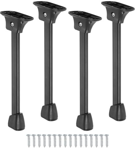 sourcing map Lot de 4 pieds de table pliants en métal de 20 cm - Pieds de rechange pour armoire, canapé, chaise, lit - Noir
