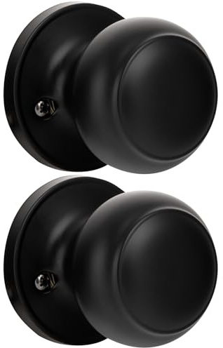 Dummy Door Knobs Keyless Closet Door Knobs Dummy Door Handle, Individual Non-Turning Dummy Door Knob Single Side, Exterior/Interior Door Knob, Matte Black, 2 Pack