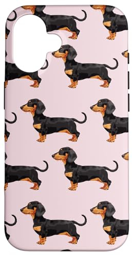 Dachshund Pattern Cute Dog Called Sausage on Light Baby Pink Case for iPhone 16