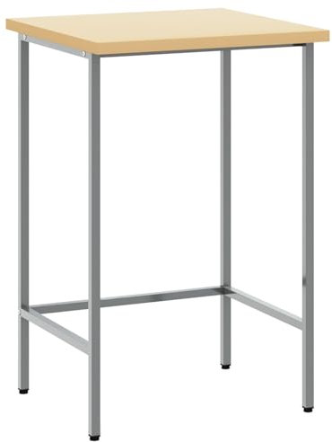 vidaXL Grauer Ecktisch im Industrie-Stil | Höhenverstellbar | Robuster Holzwerkstoff und Stahl für Werkstatt und Garage | Ideal für Zwei Personen