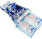 GIMIRO Satin Seidenschal Doppelschichten 150 x 16cm Luxuriöser Schal mit Aquarell-Design, Blau-Mint-Farbverlauf, Goldene Bordüre,(Dark Blue Splashed)